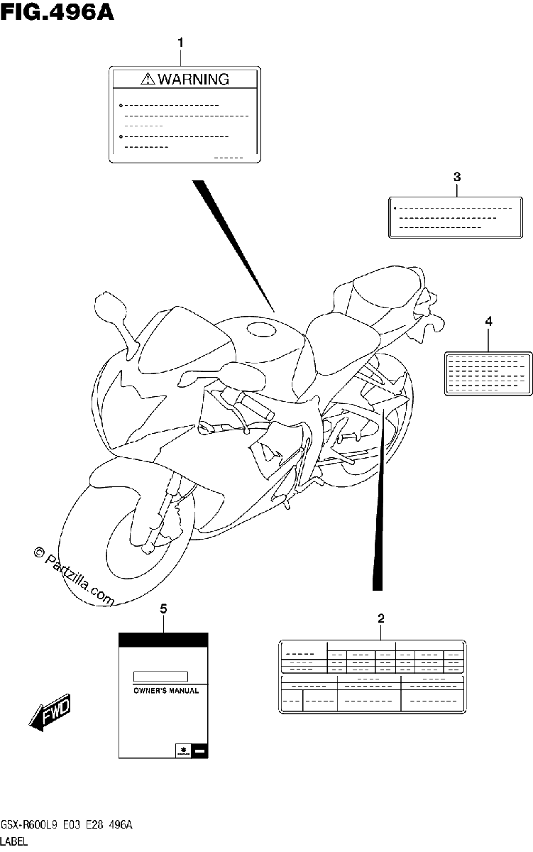 Diagrama de 496A LABEL GSX R600L9 E03