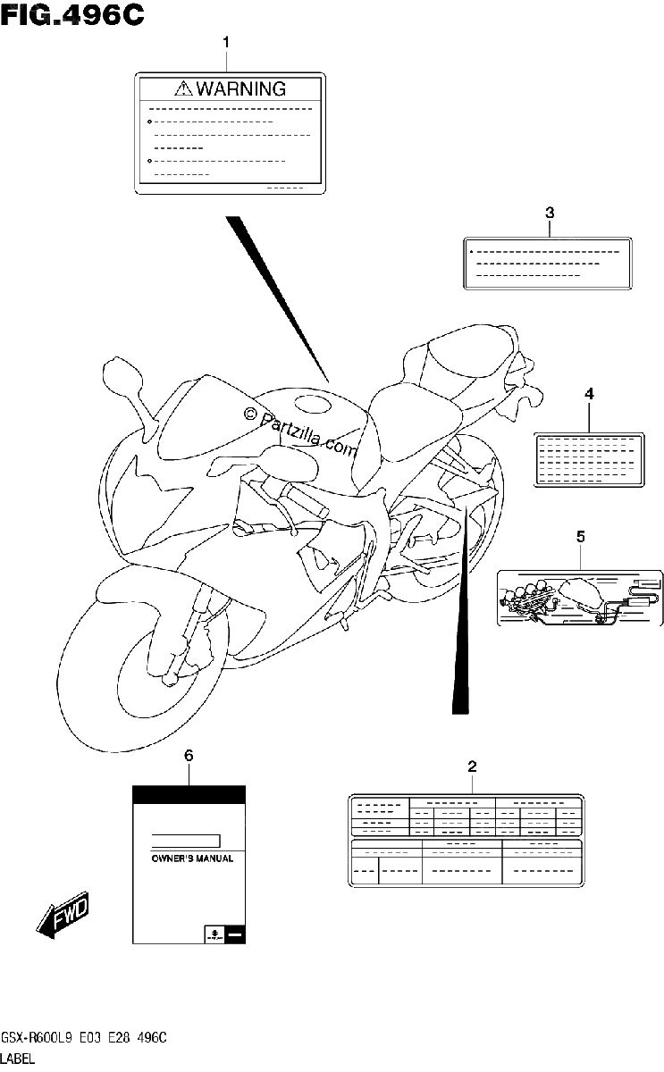 Diagrama de 496C LABEL GSX R600L9 E33