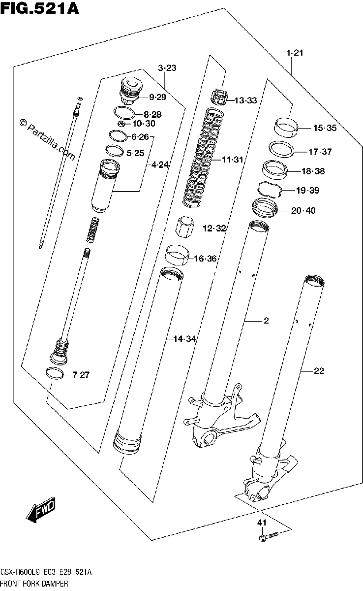 Diagrama de 521A FRONT FORK DAMPER