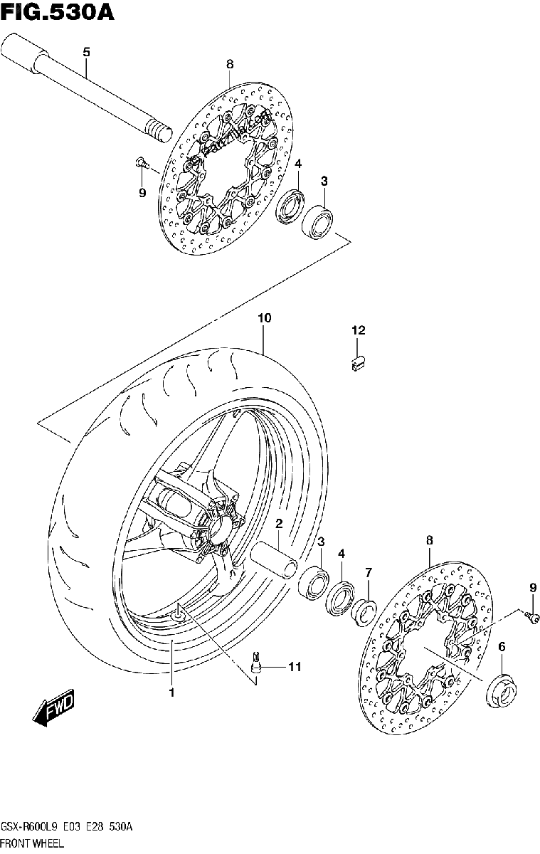 Diagrama de 530A FRONT WHEEL