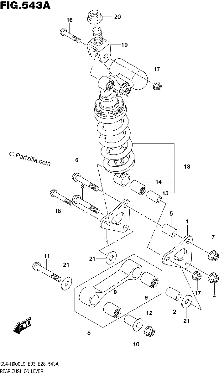 Diagrama de 543A REAR CUSHION LEVER