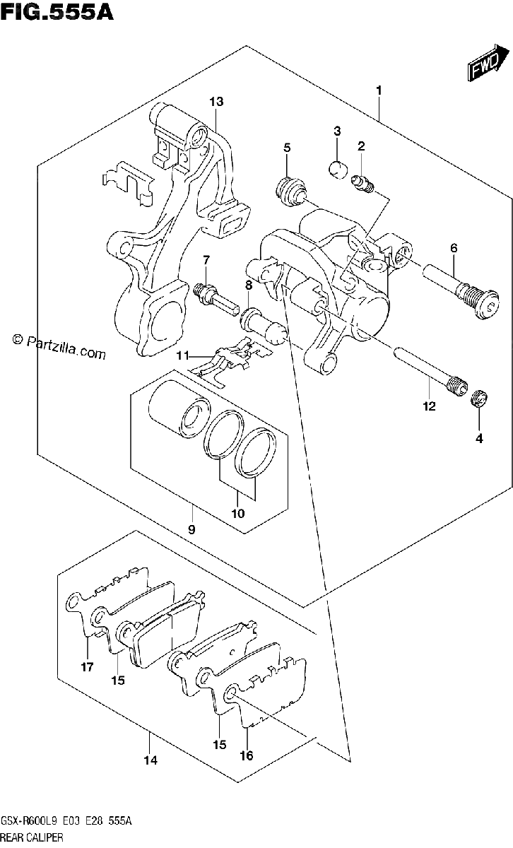 Diagrama de 555A REAR CALIPER