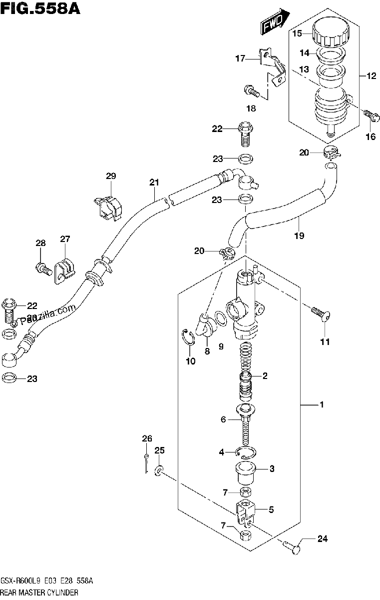 Diagrama de 558A REAR MASTER CYLINDER