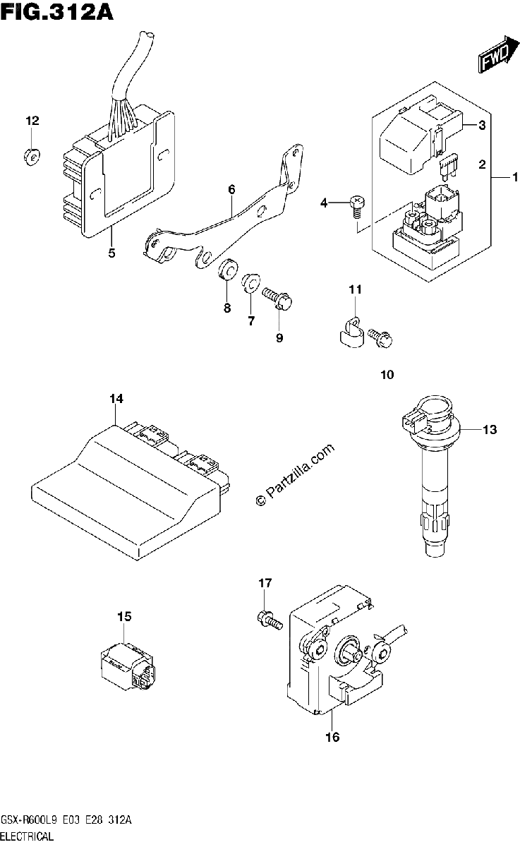 Diagrama de ELECTRICAL GSX R600L9 E03