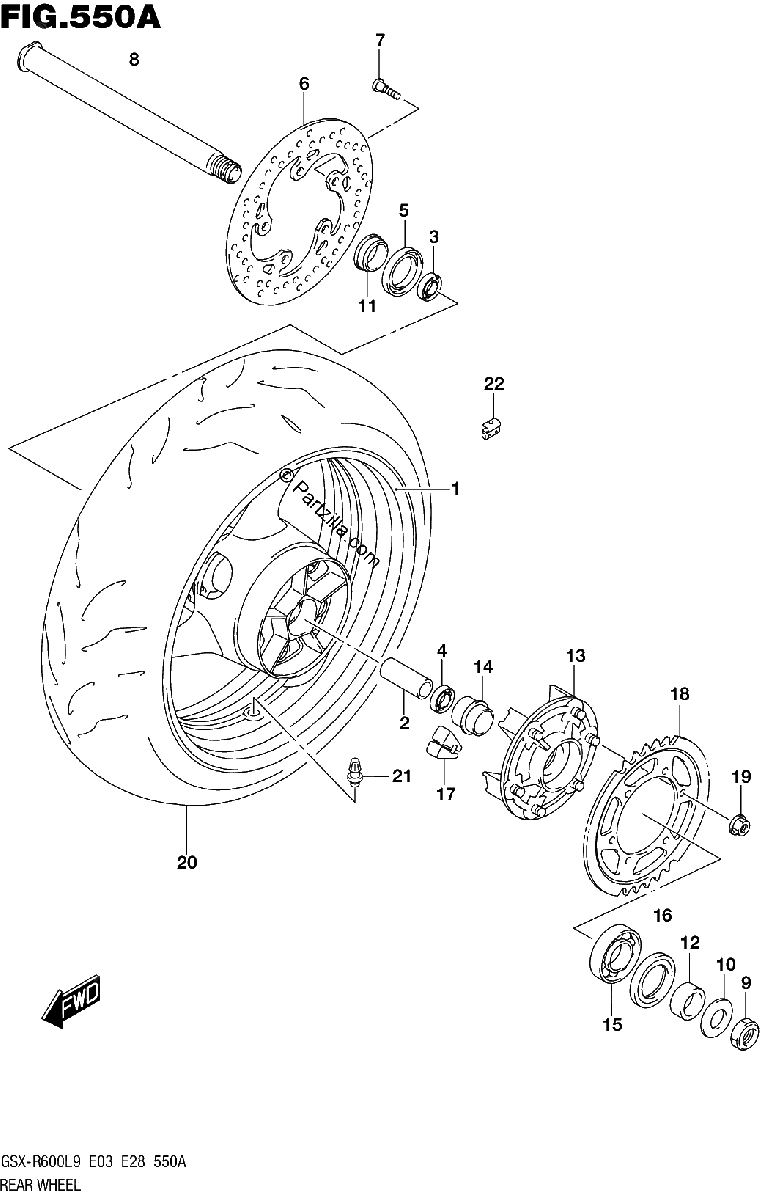 Diagrama de REAR WHEEL