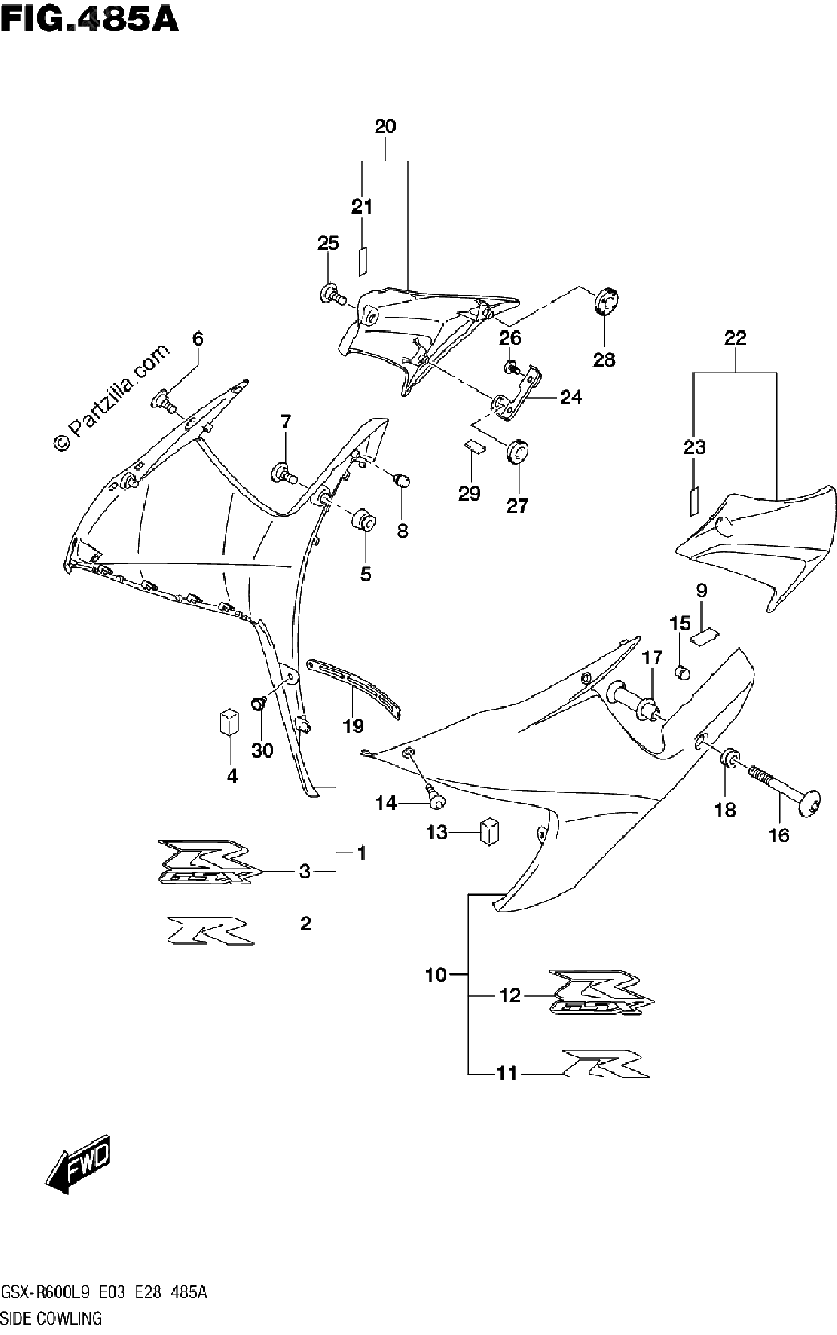 Diagrama de SIDE COWLING