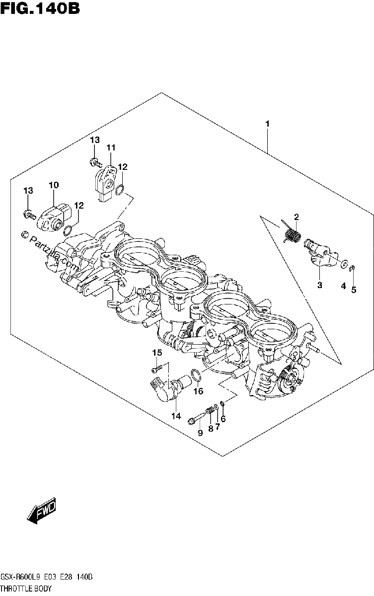 Diagrama de THROTTLE BODY GSX R600L9 E28