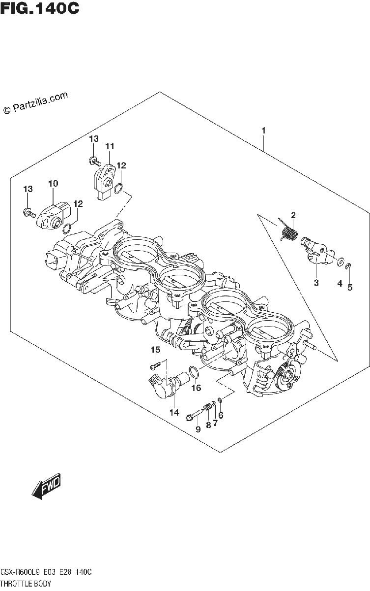 Diagrama de THROTTLE BODY GSX R600L9 E33