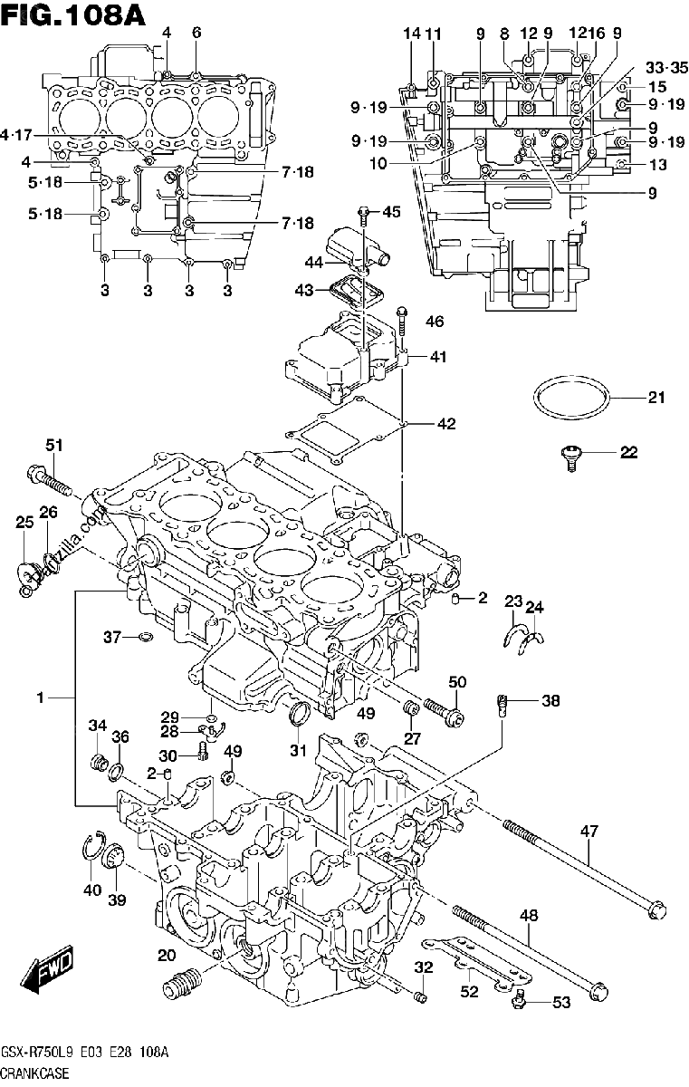 Diagrama de 108A CRANKCASE