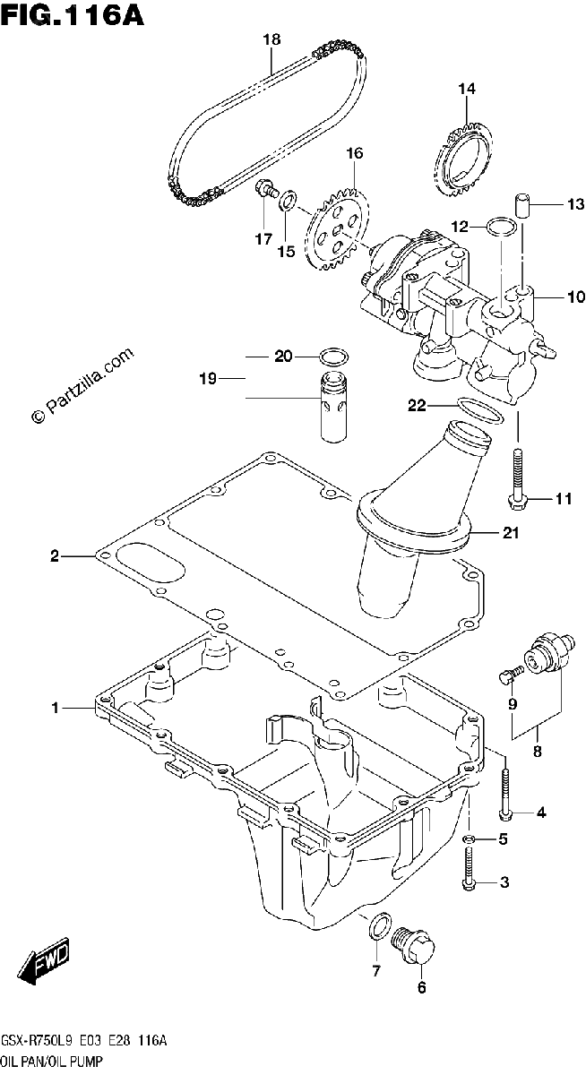 Diagrama de 116A OIL PAN OIL PUMP