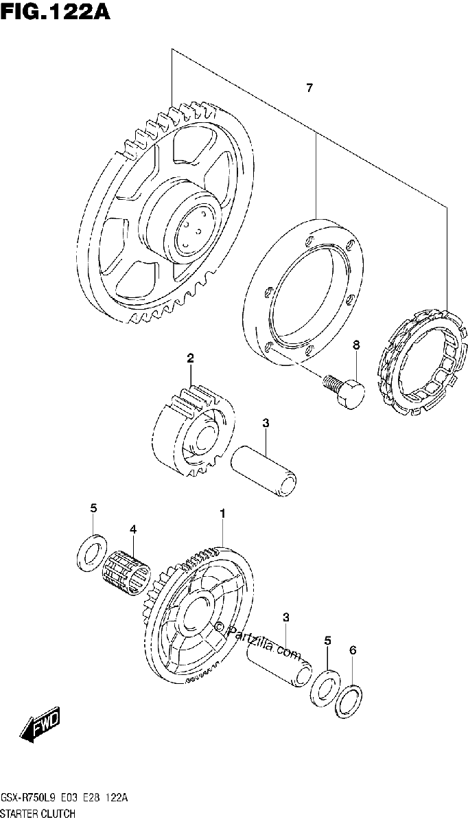 Diagrama de 122A STARTER CLUTCH