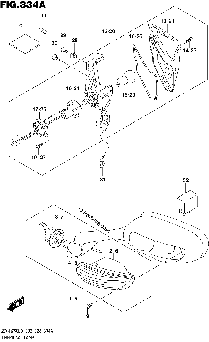 Diagrama de 334A TURNSIGNAL LAMP