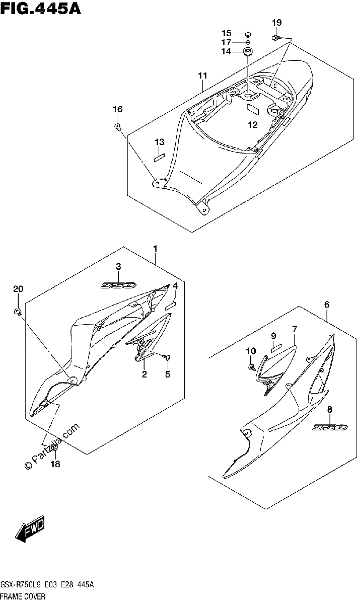 Diagrama de 445A FRAME COVER