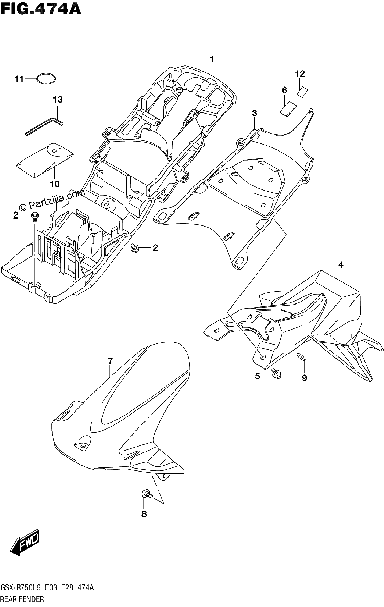 Diagrama de 474A REAR FENDER