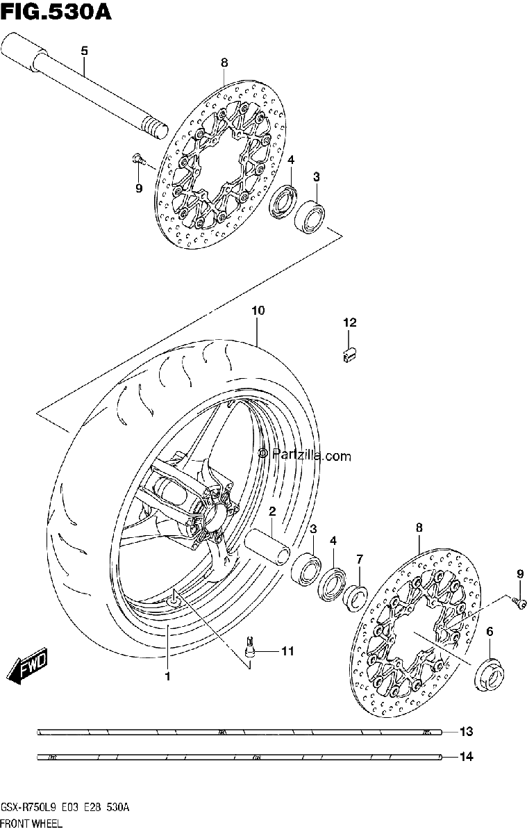 Diagrama de 530A FRONT WHEEL