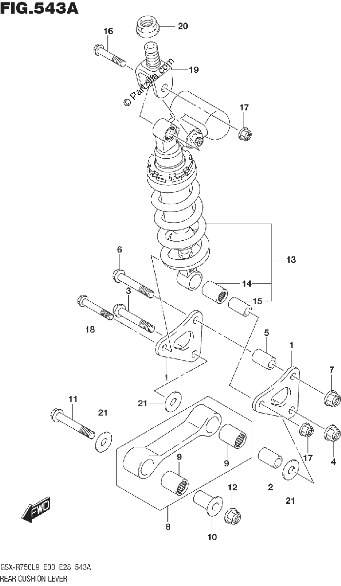 Diagrama de 543A REAR CUSHION LEVER