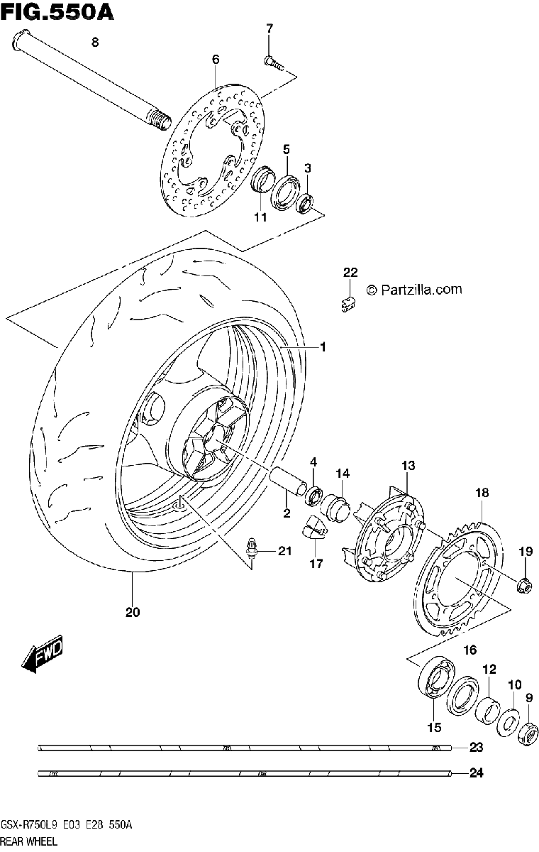 Diagrama de 550A REAR WHEEL