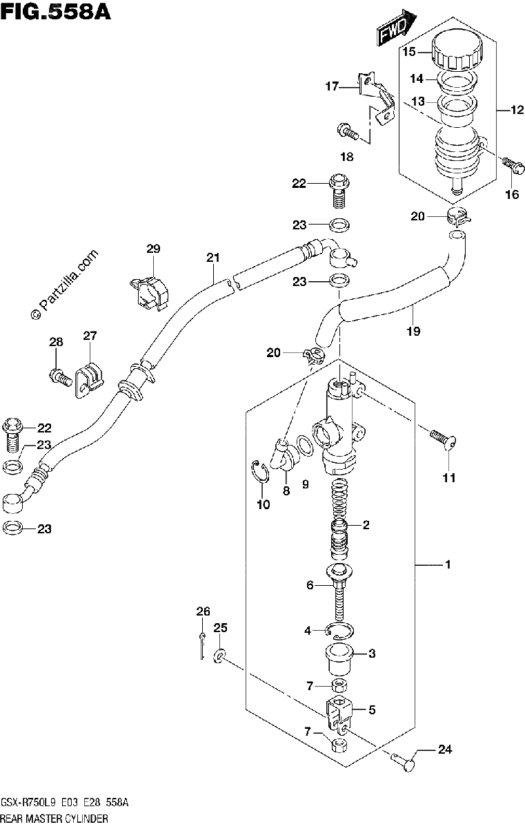 Diagrama de 558A REAR MASTER CYLINDER