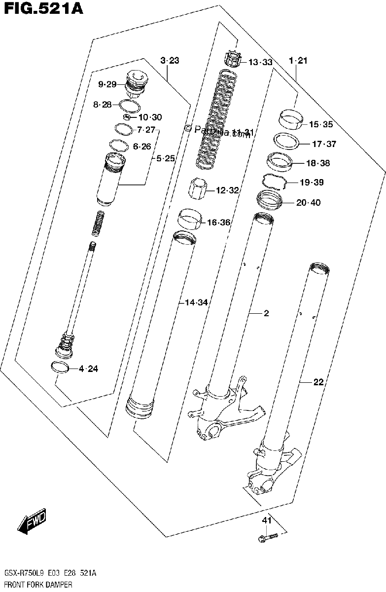 Diagrama de FRONT FORK DAMPER