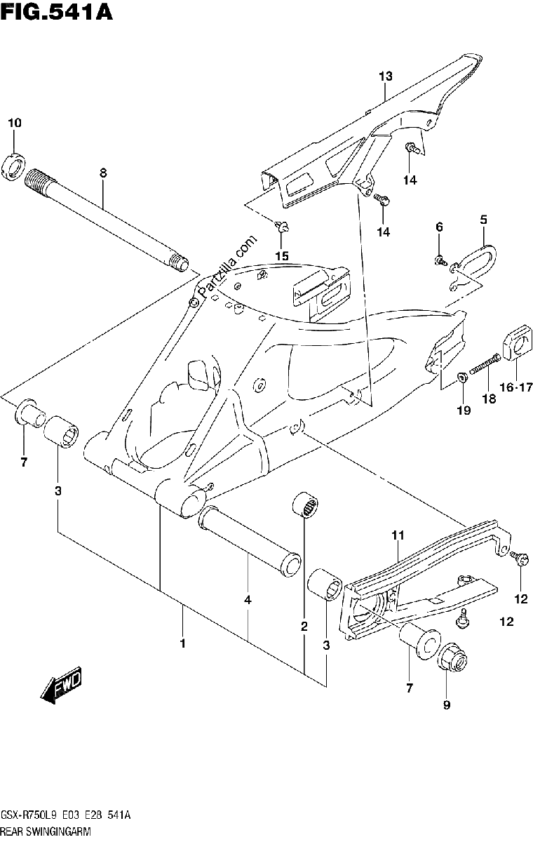 Diagrama de REAR SWINGINGARM