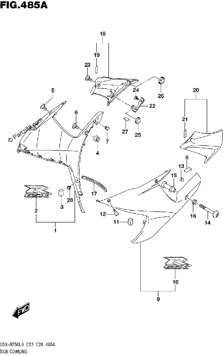 Diagrama de SIDE COWLING