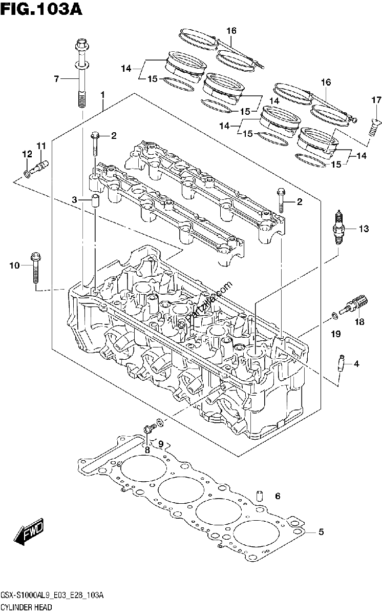 Diagrama de 103A CYLINDER HEAD