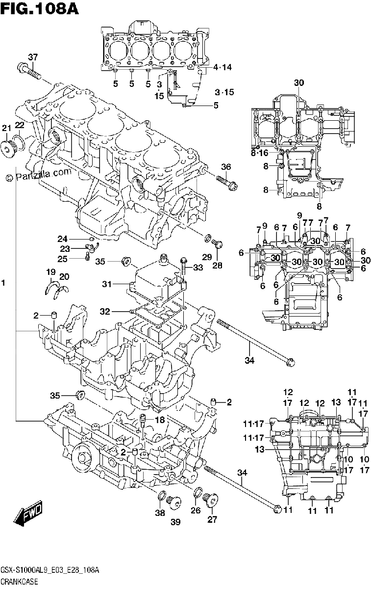 Diagrama de 108A CRANKCASE