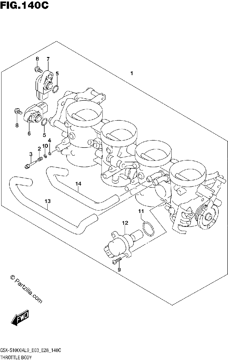 Diagrama de 140C THROTTLE BODY GSX S1000AL9 E33