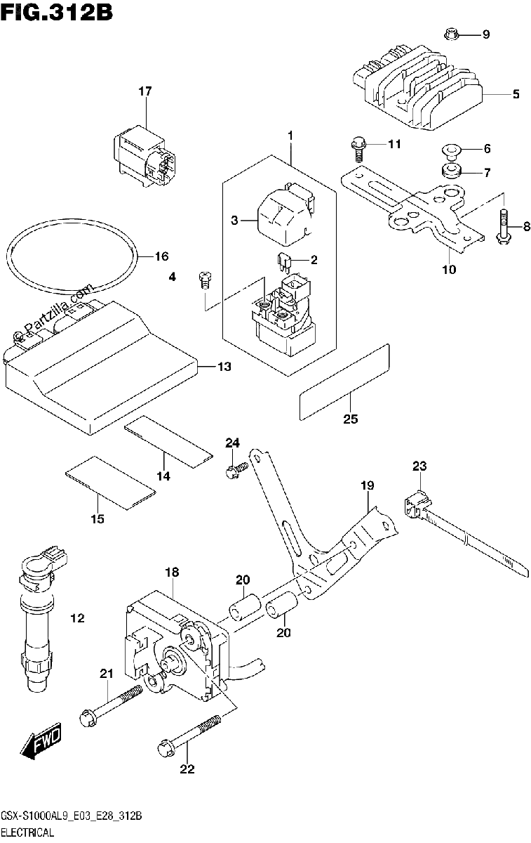 Diagrama de 312B ELECTRICAL GSX S1000AL9 E28