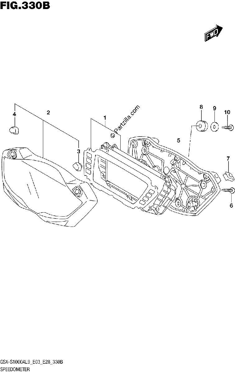 Diagrama de 330B SPEEDOMETER GSX S1000AL9 E28