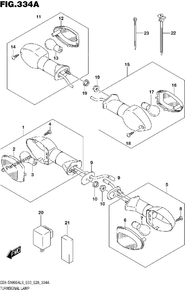 Diagrama de 334A TURNSIGNAL LAMP