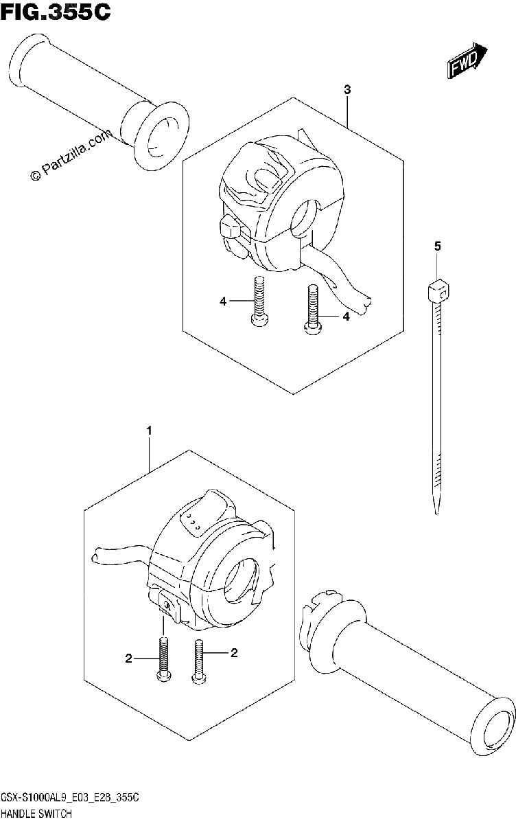 Diagrama de 355C HANDLE SWITCH GSX S1000AL9 E33