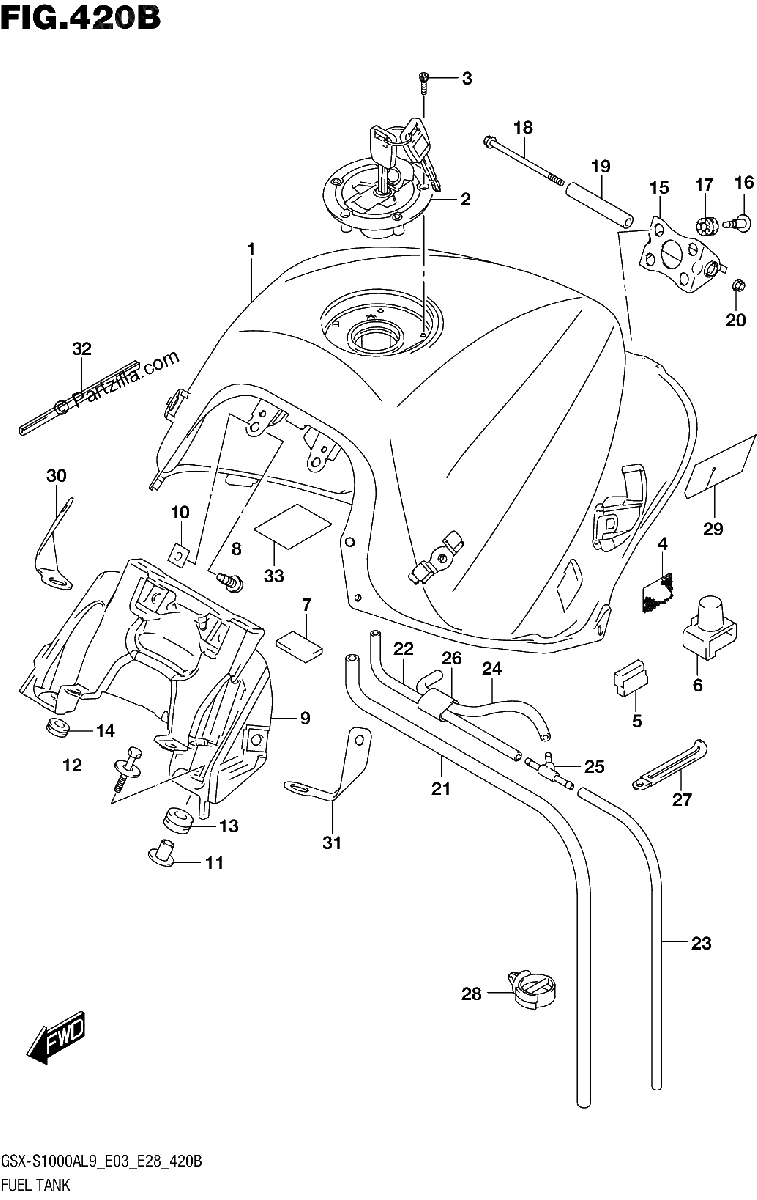 Diagrama de 420B FUEL TANK GSX S1000AL9 E28