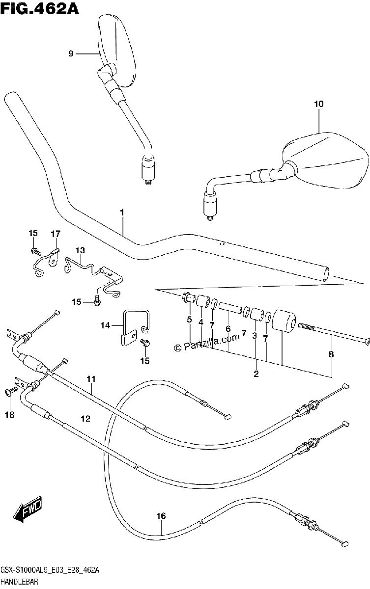Diagrama de 462A HANDLEBAR