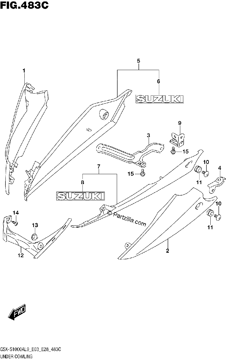 Diagrama de 483C UNDER COWLING GSX S1000AL9 E33