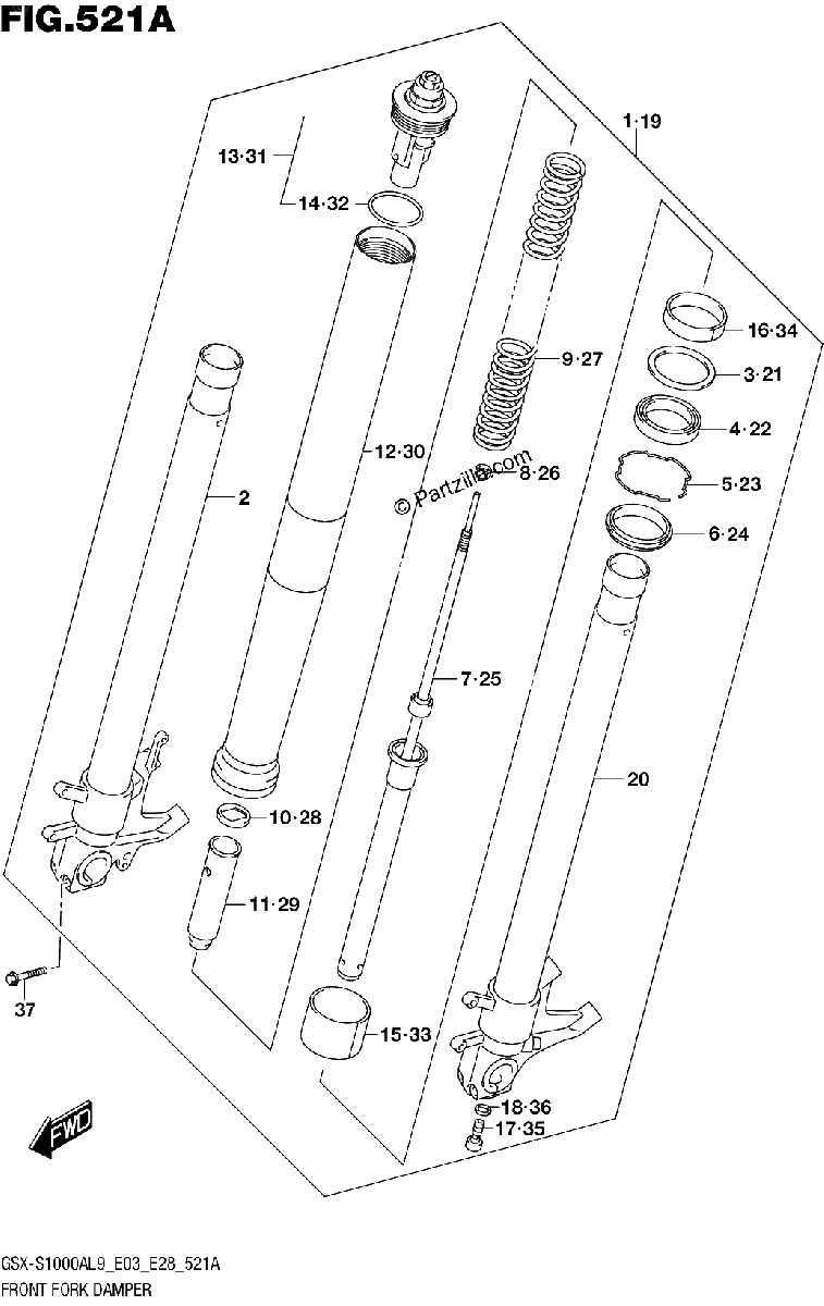 Diagrama de 521A FRONT FORK DAMPER