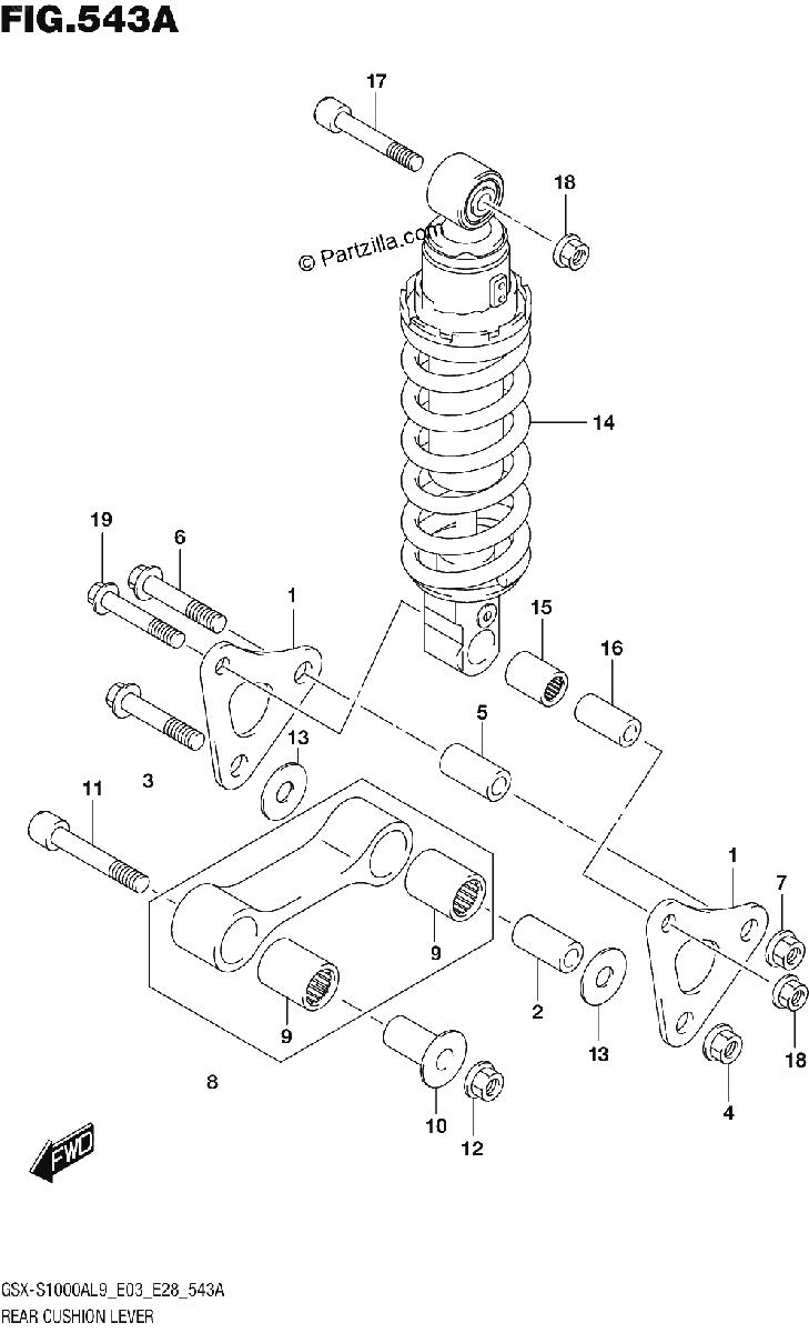 Diagrama de 543A REAR CUSHION LEVER