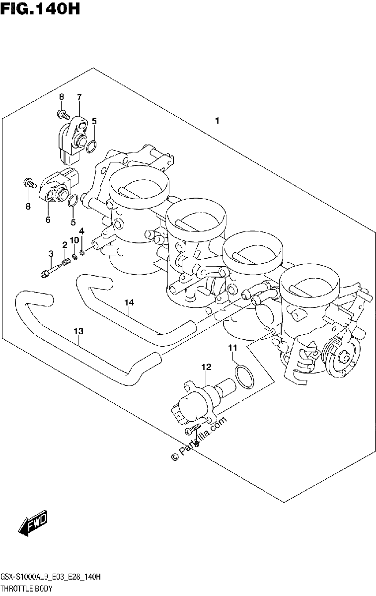 Diagrama de 140H THROTTLE BODY GSX S1000AZL9 E28