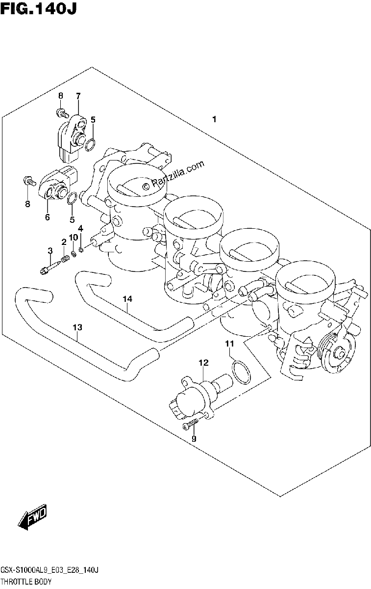 Diagrama de 140J THROTTLE BODY GSX S1000AZL9 E33