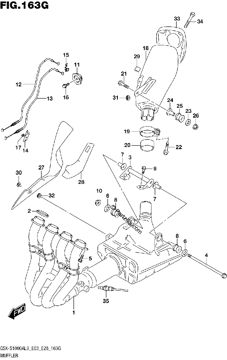 Diagrama de 163G MUFFLER GSX S1000AZL9 E03