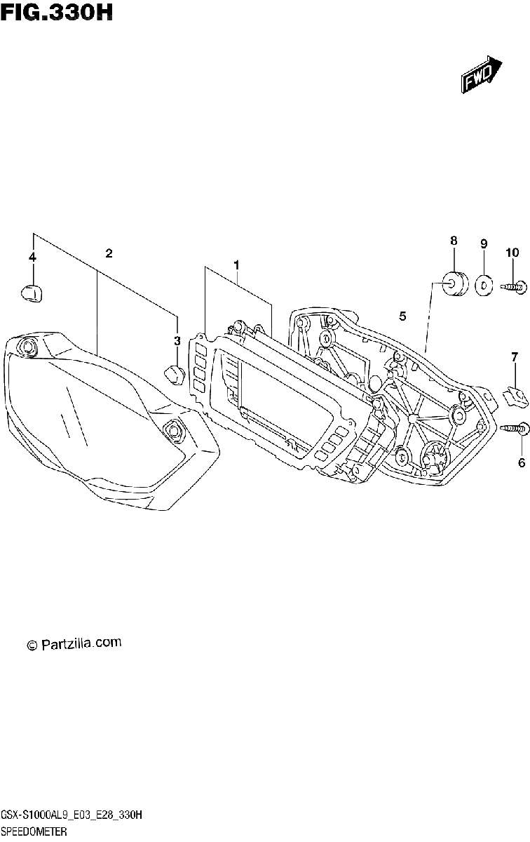 Diagrama de 330H SPEEDOMETER GSX S1000AZL9 E28