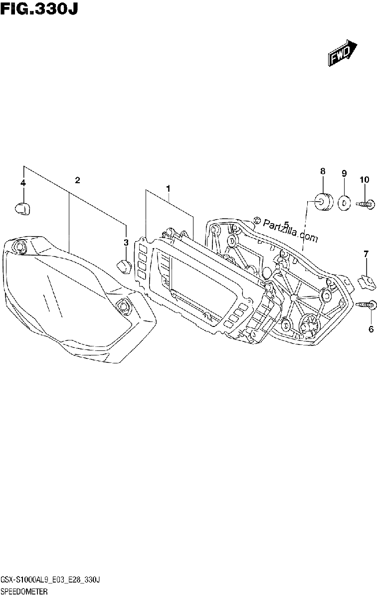 Diagrama de 330J SPEEDOMETER GSX S1000AZL9 E33