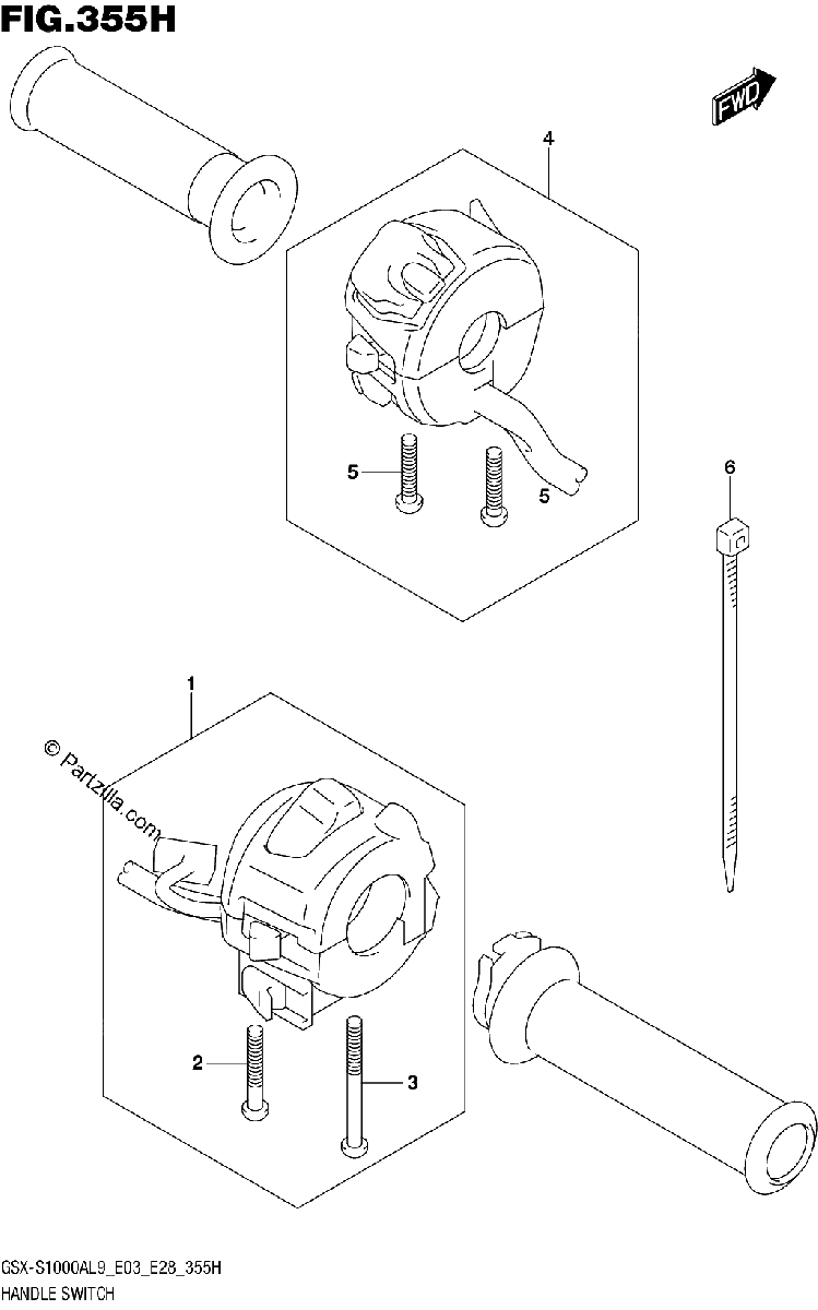 Diagrama de 355H HANDLE SWITCH GSX S1000AZL9 E28