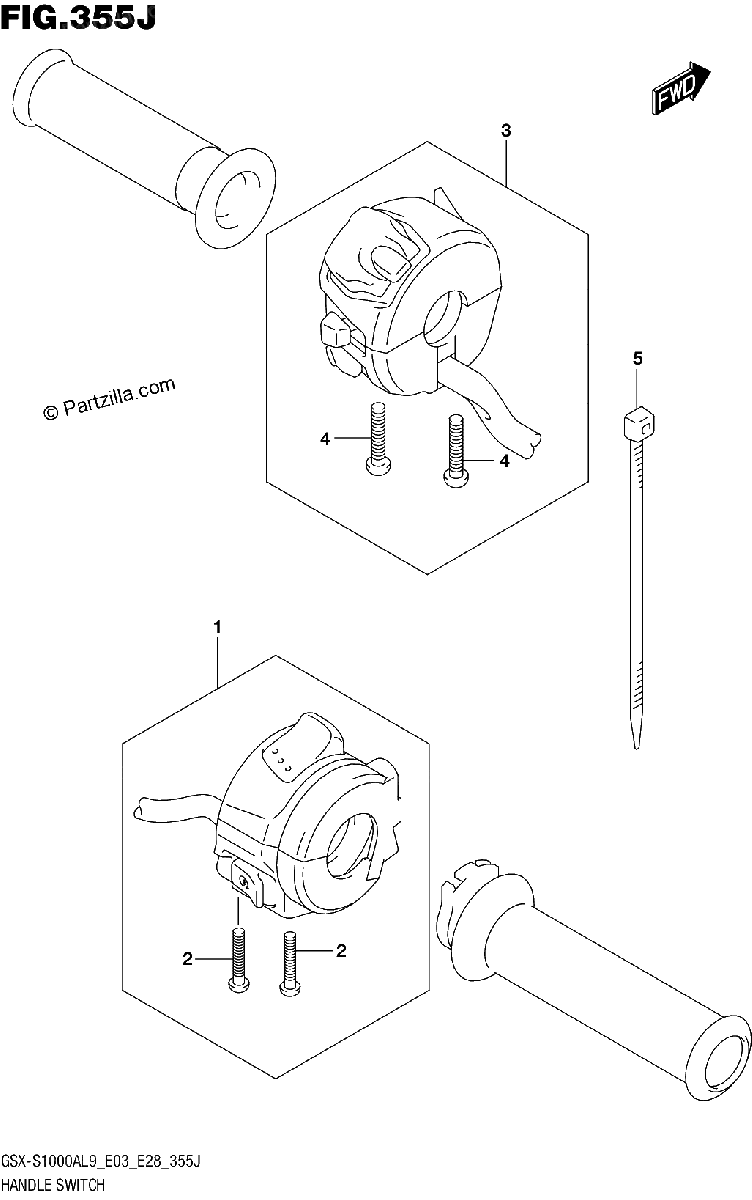 Diagrama de 355J HANDLE SWITCH GSX S1000AZL9 E33