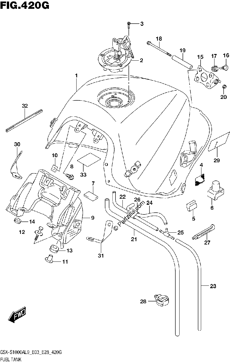 Diagrama de 420G FUEL TANK GSX S1000AZL9 E03