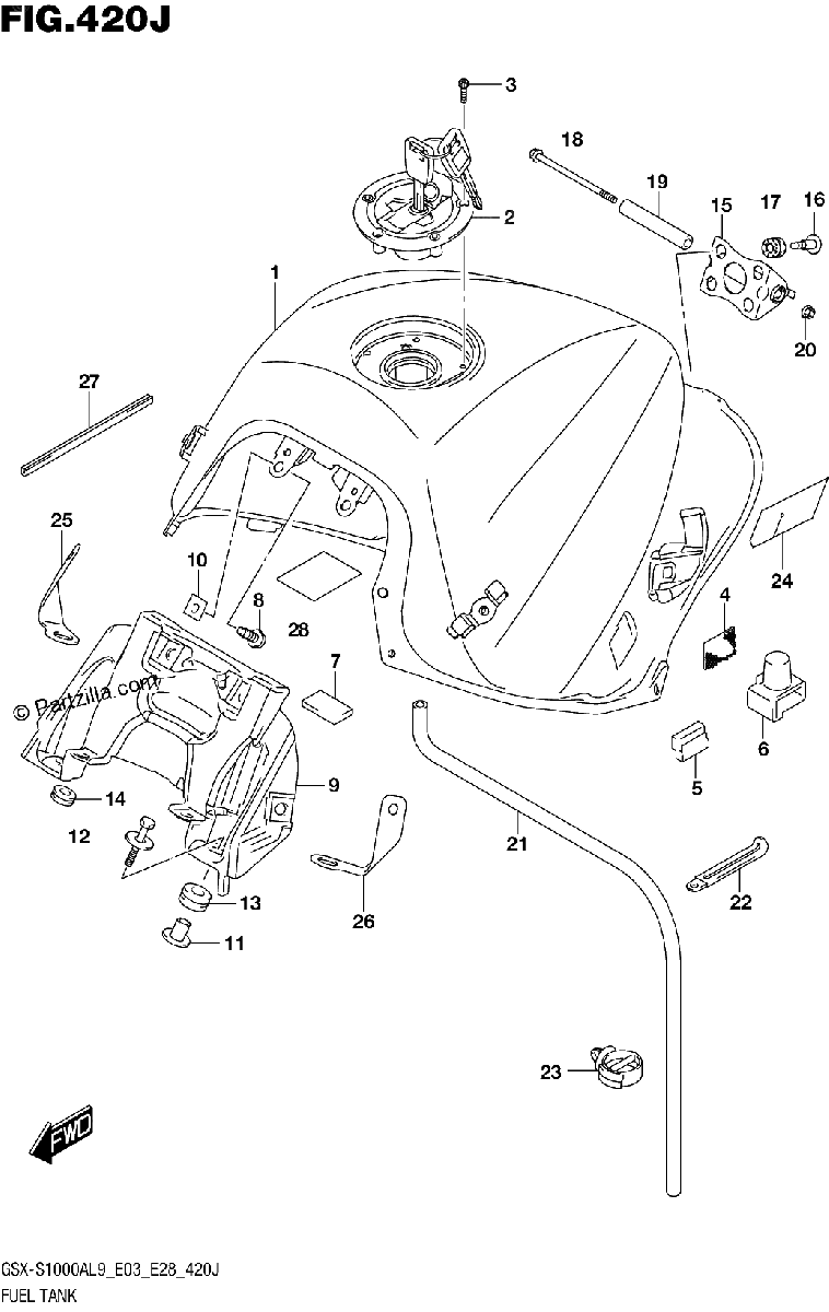 Diagrama de 420J FUEL TANK GSX S1000AZL9 E33