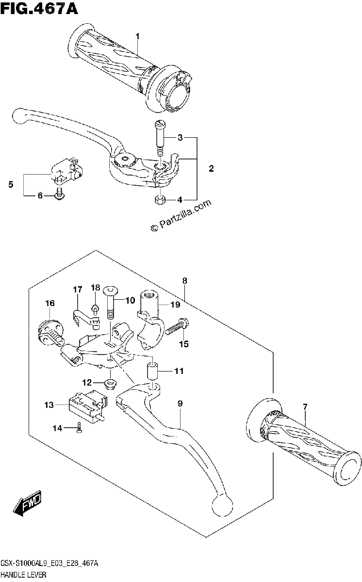 Diagrama de 467A HANDLE LEVER