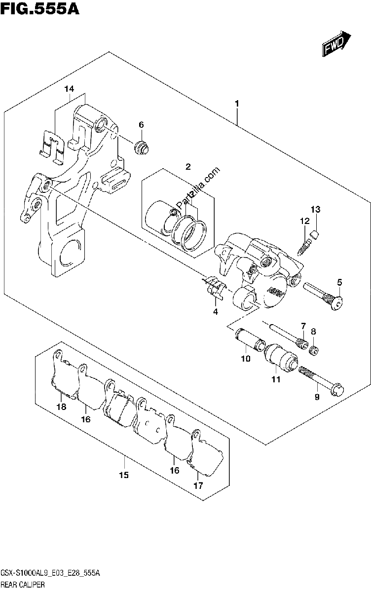 Diagrama de 555A REAR CALIPER