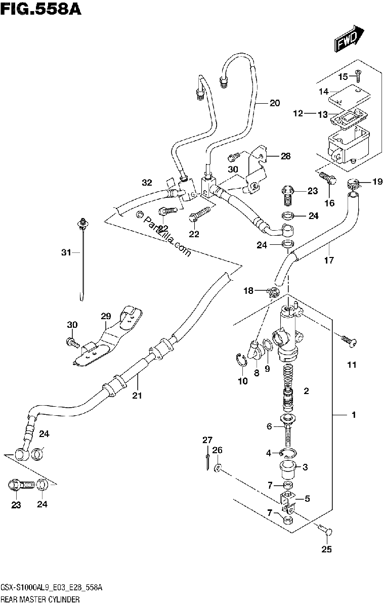 Diagrama de 558A REAR MASTER CYLINDER