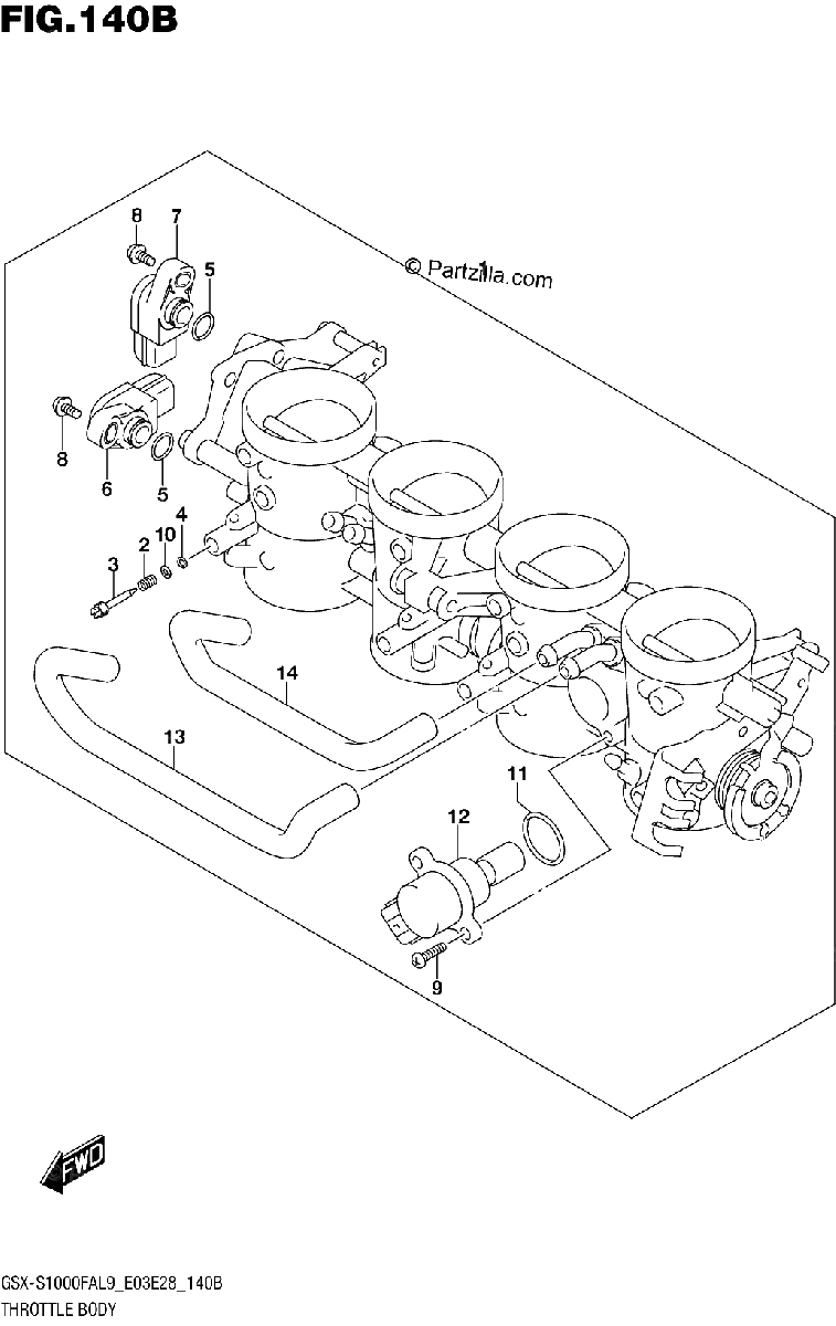 Diagrama de 140B THROTTLE BODY GSX S1000FAL9 E28